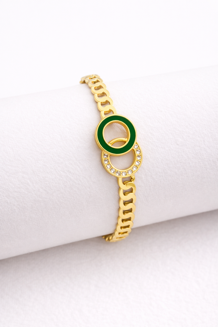 18 Carat Gold & Enamel Friendship Bracelet | 5A Zirconia Luxury Bracelet