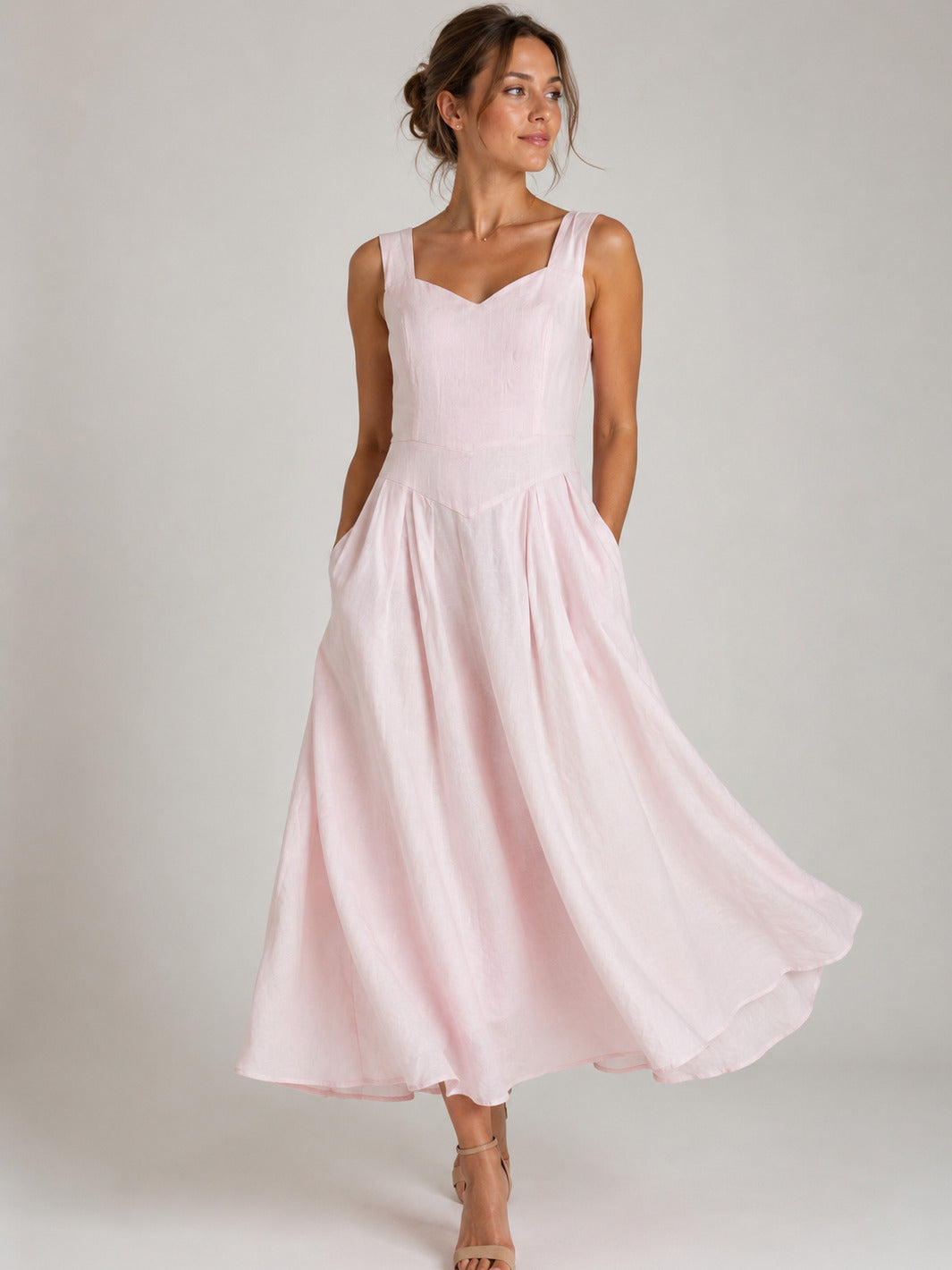 Blush Pink Linen Dress