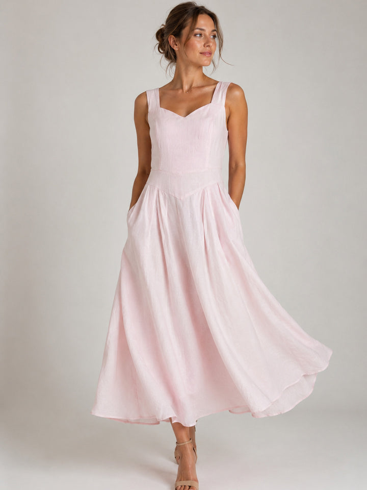 Blush Pink Linen Dress