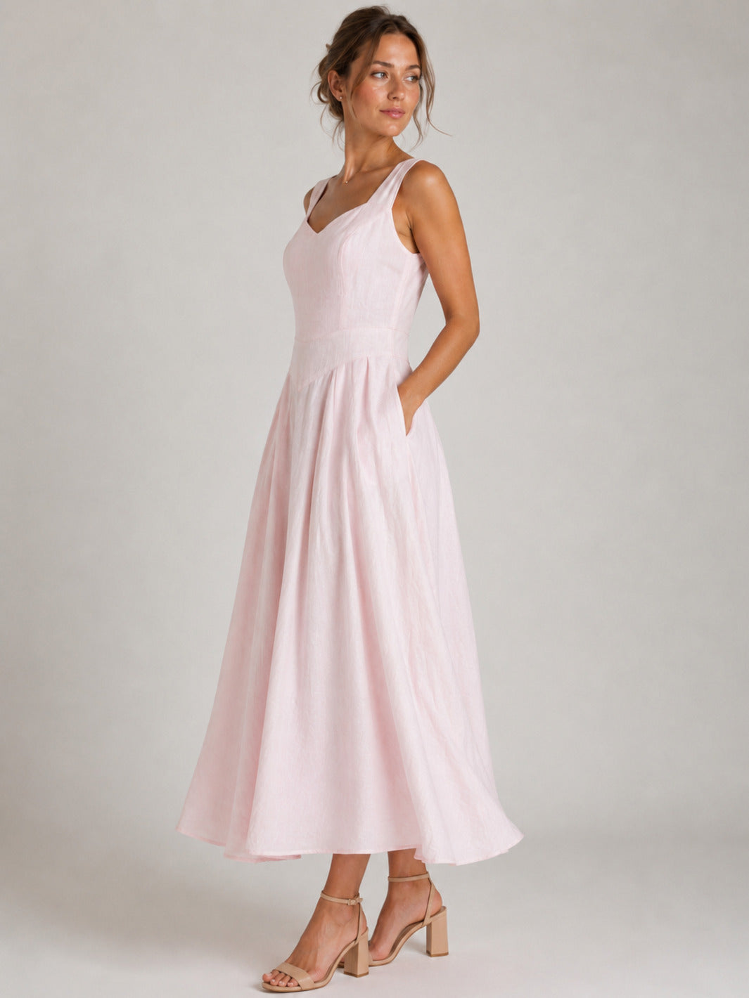 Blush Pink Linen Dress