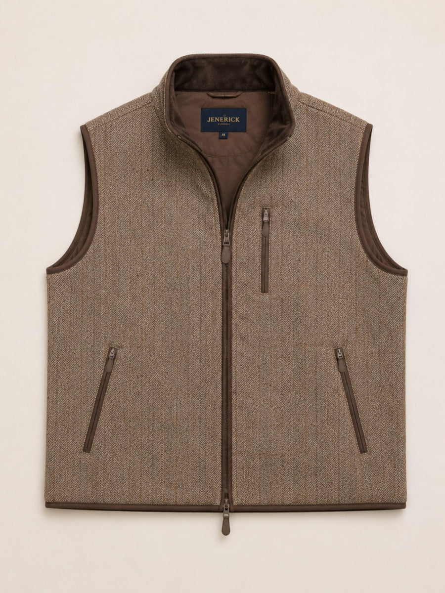 Men's Wool Tweed Gilet  – Classic Country Waistcoat Vest