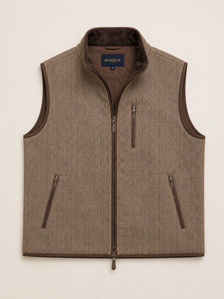Men's Wool Tweed Gilet  – Classic Country Waistcoat Vest