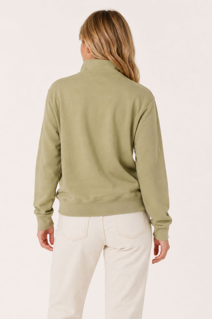 Women's Country Quarter Zip Sweatshirt – Olive Green Half Zip Jumper