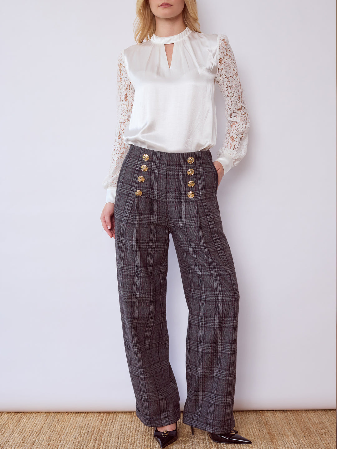 Black Double Front Palazzo Pant