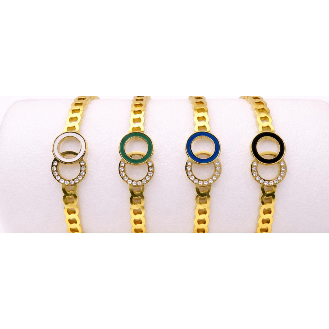 18 Carat Gold & Enamel Friendship Bracelet | 5A Zirconia Luxury Bracelet