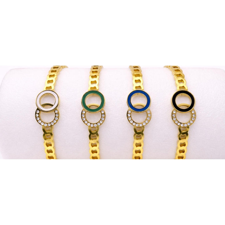 18 Carat Gold & Enamel Friendship Bracelet | 5A Zirconia Luxury Bracelet