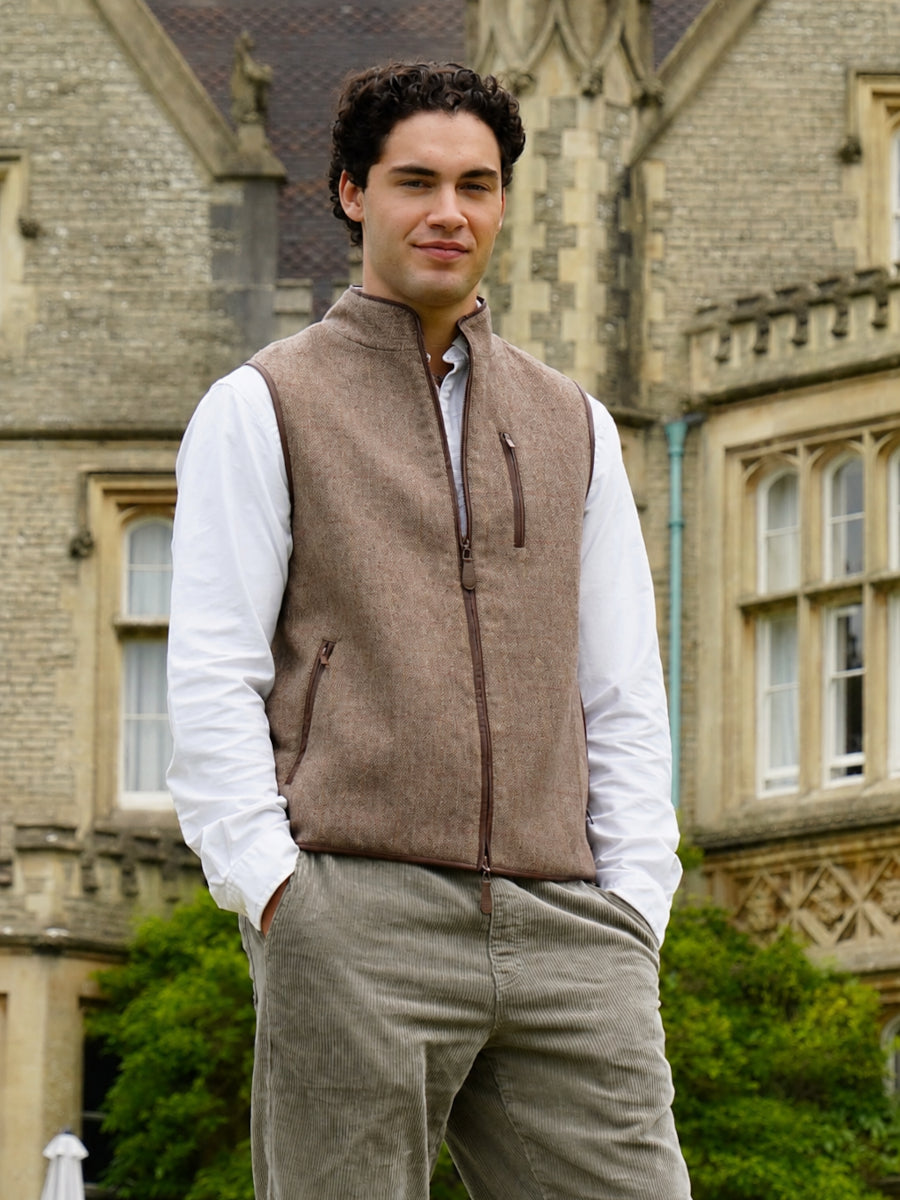 Men's Wool Tweed Gilet  – Classic Country Waistcoat Vest
