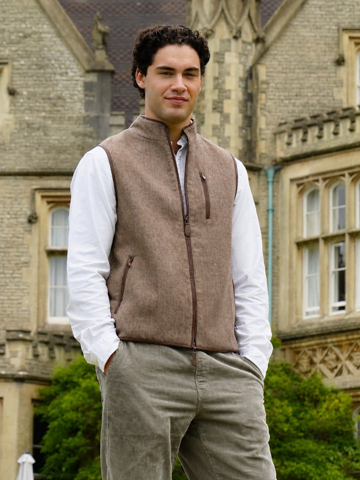 Men's Wool Tweed Gilet  – Classic Country Waistcoat Vest