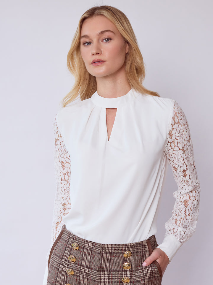 Ivory Elizabeth Lace Sleeve Blouse