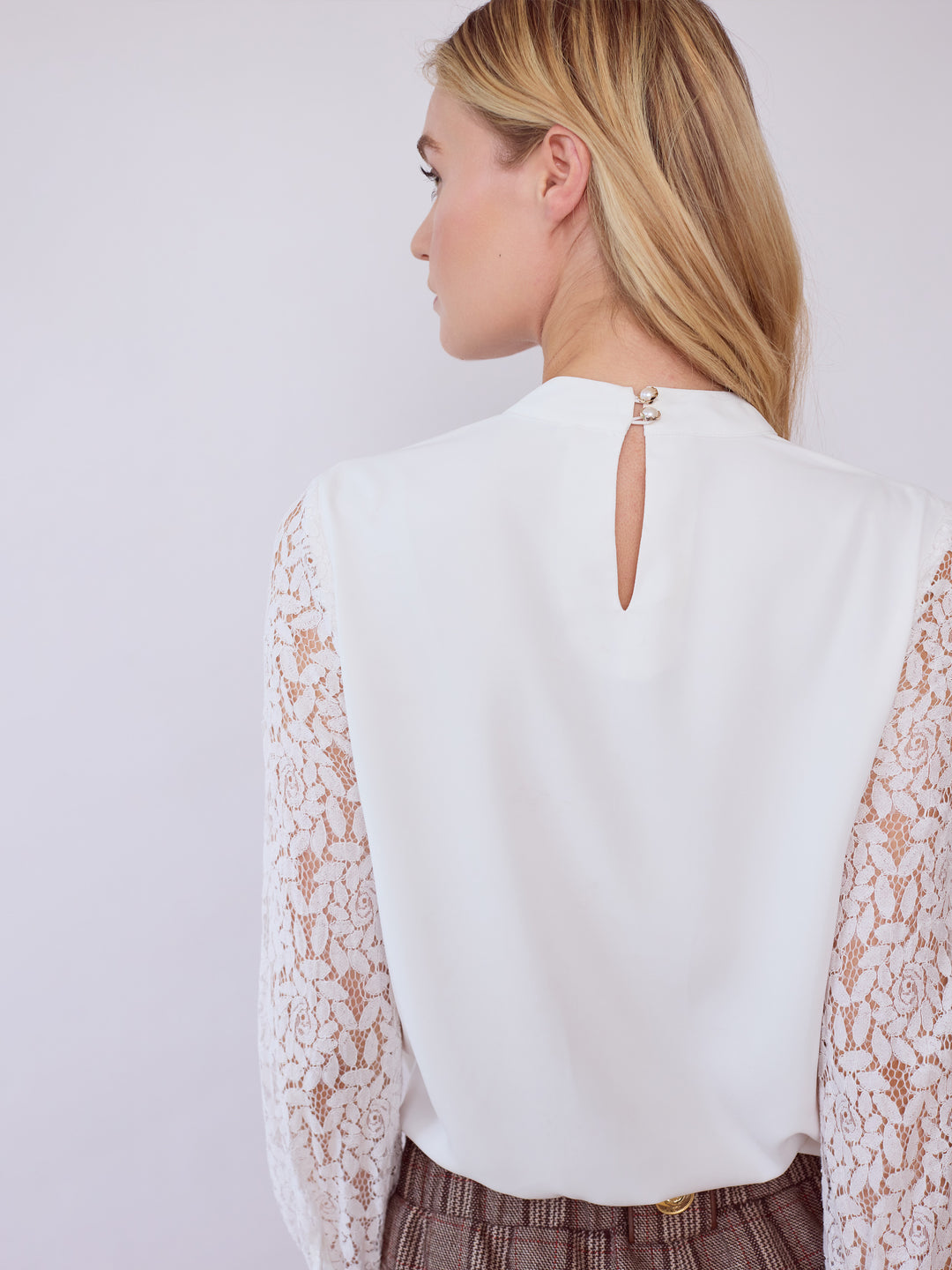 Ivory Elizabeth Lace Sleeve Blouse
