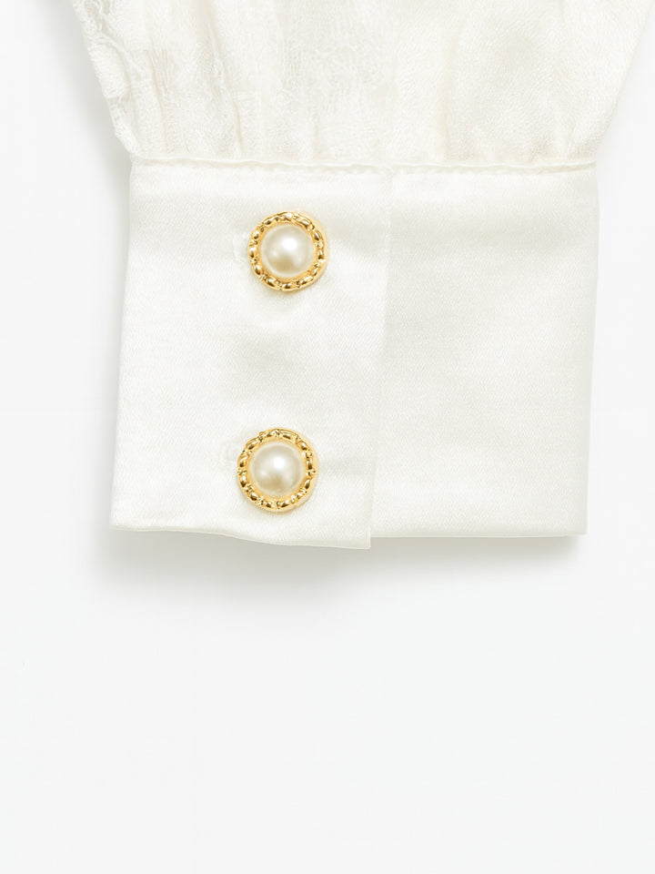 Ivory Elizabeth Lace Sleeve Blouse