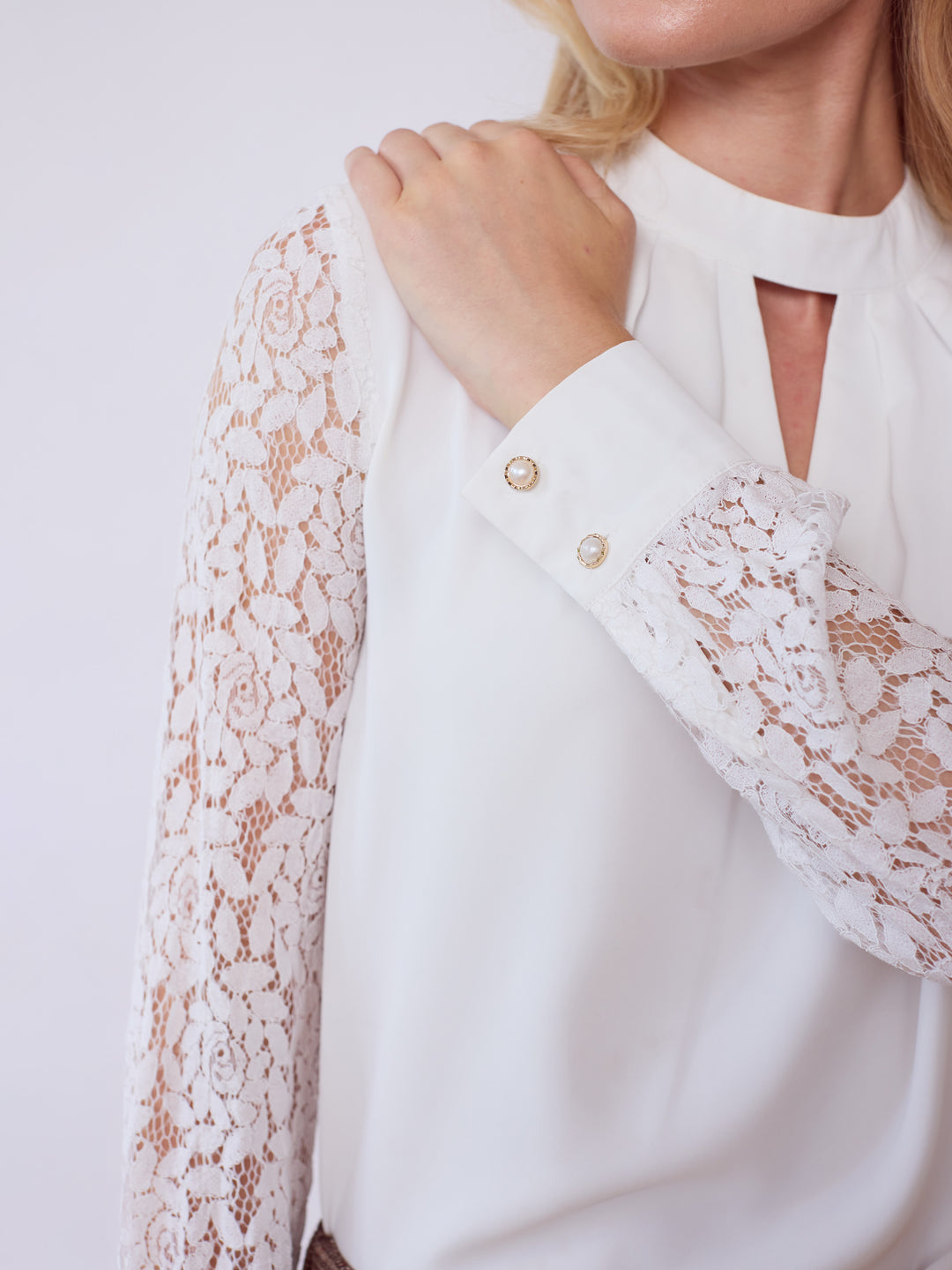 Ivory Elizabeth Lace Sleeve Blouse