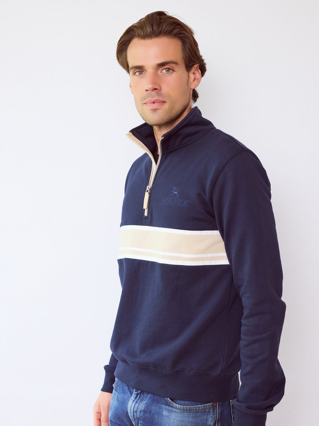 Mens Navy Heritage Quarter-Zip