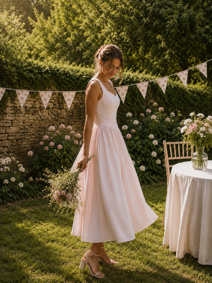 Blush Pink Linen Dress