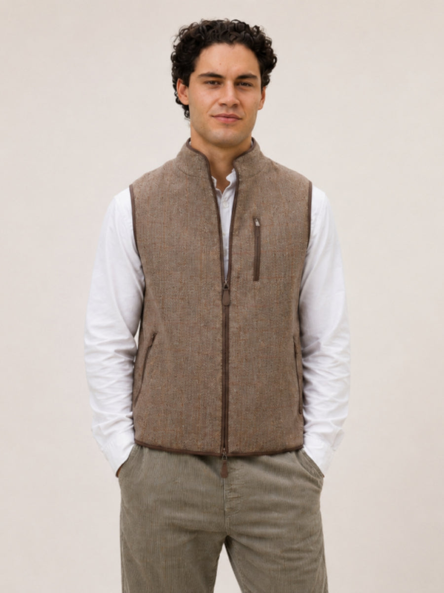 Men's Wool Tweed Gilet  – Classic Country Waistcoat Vest