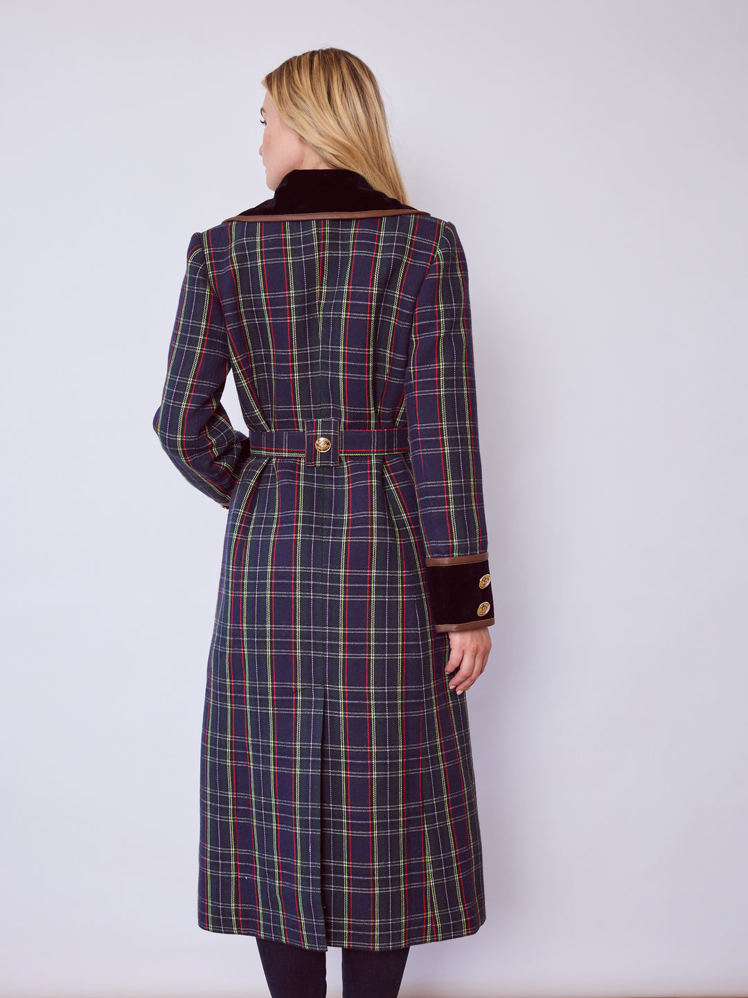Catherine Blue Tartan Tailored Trench Coat
