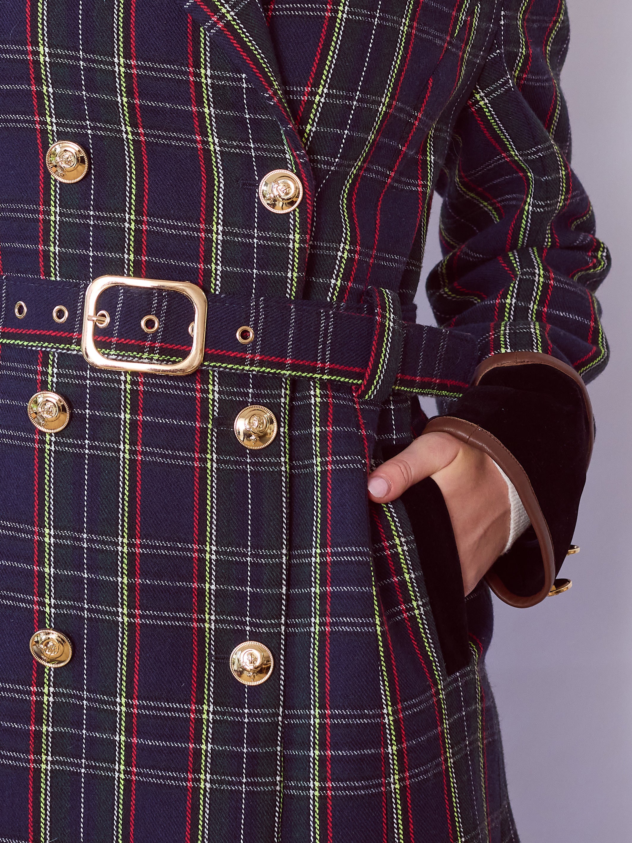 Catherine Blue Tartan Tailored Trench Coat – Jenerick
