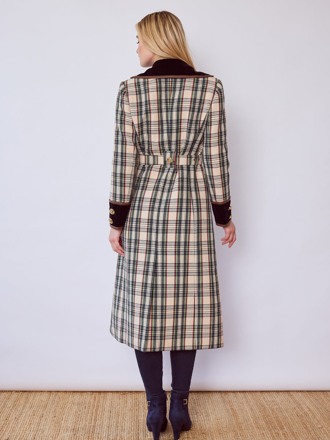 Catherine Neutral Tartan Tailored Trench