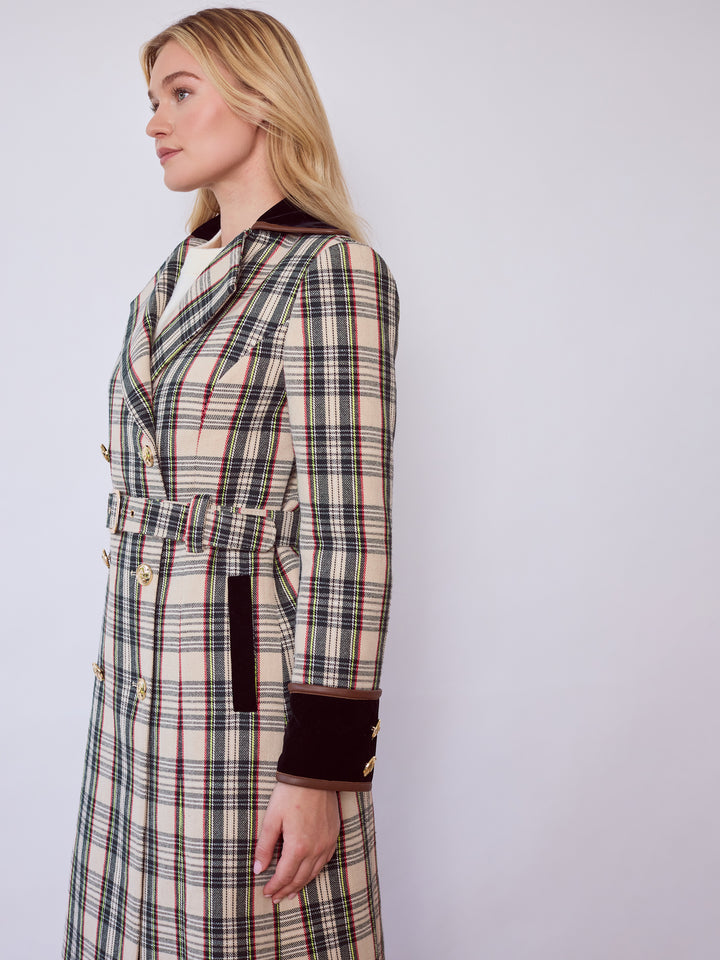 Catherine Neutral Tartan Tailored Trench