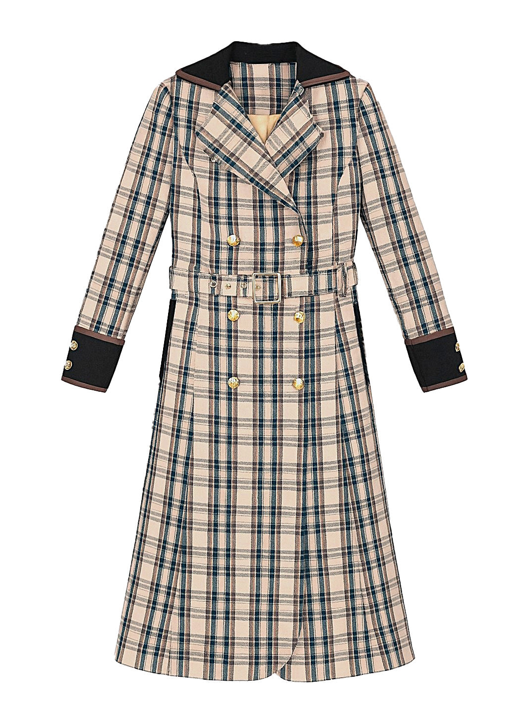 Catherine Neutral Tartan Tailored Trench