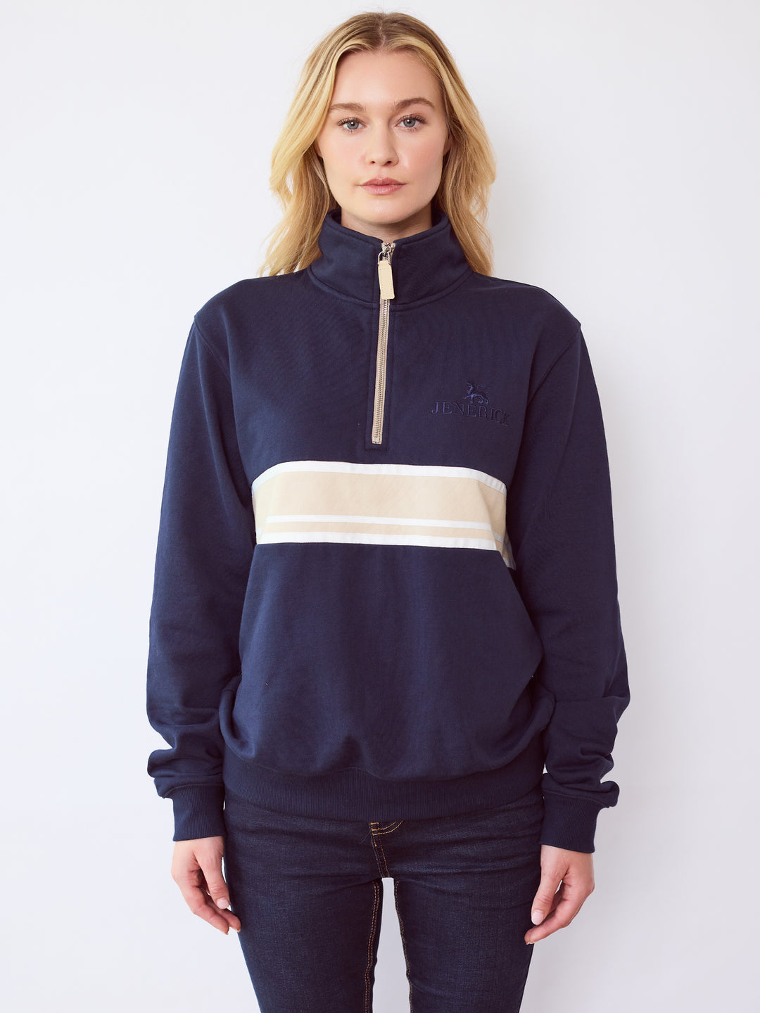 Womens Navy Heritage Quarter-Zip Fleece