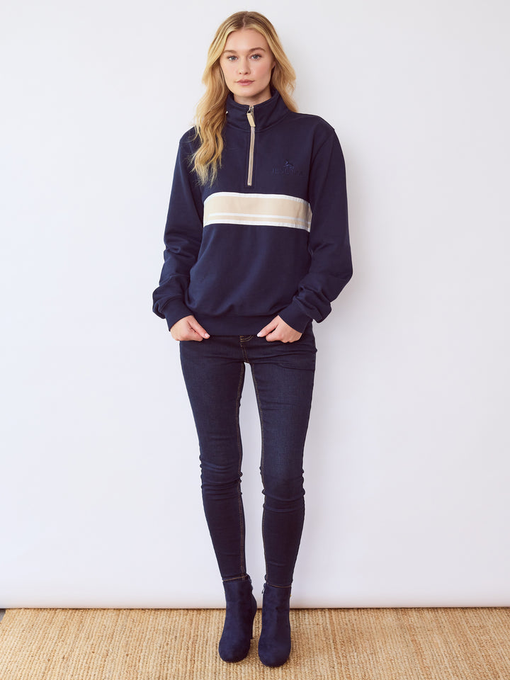 Womens Navy Heritage Quarter-Zip Fleece